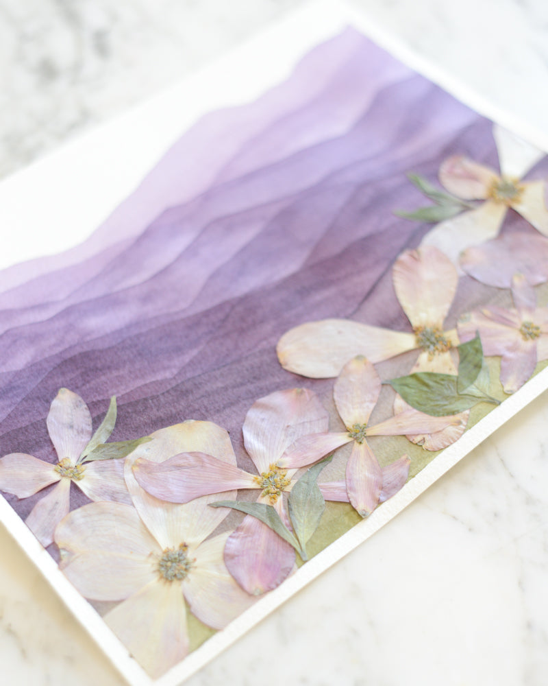 Mountain Home - Dogwoods at Dawn - Original Artwork, 8x10" Watercolor and Pressed Flowers