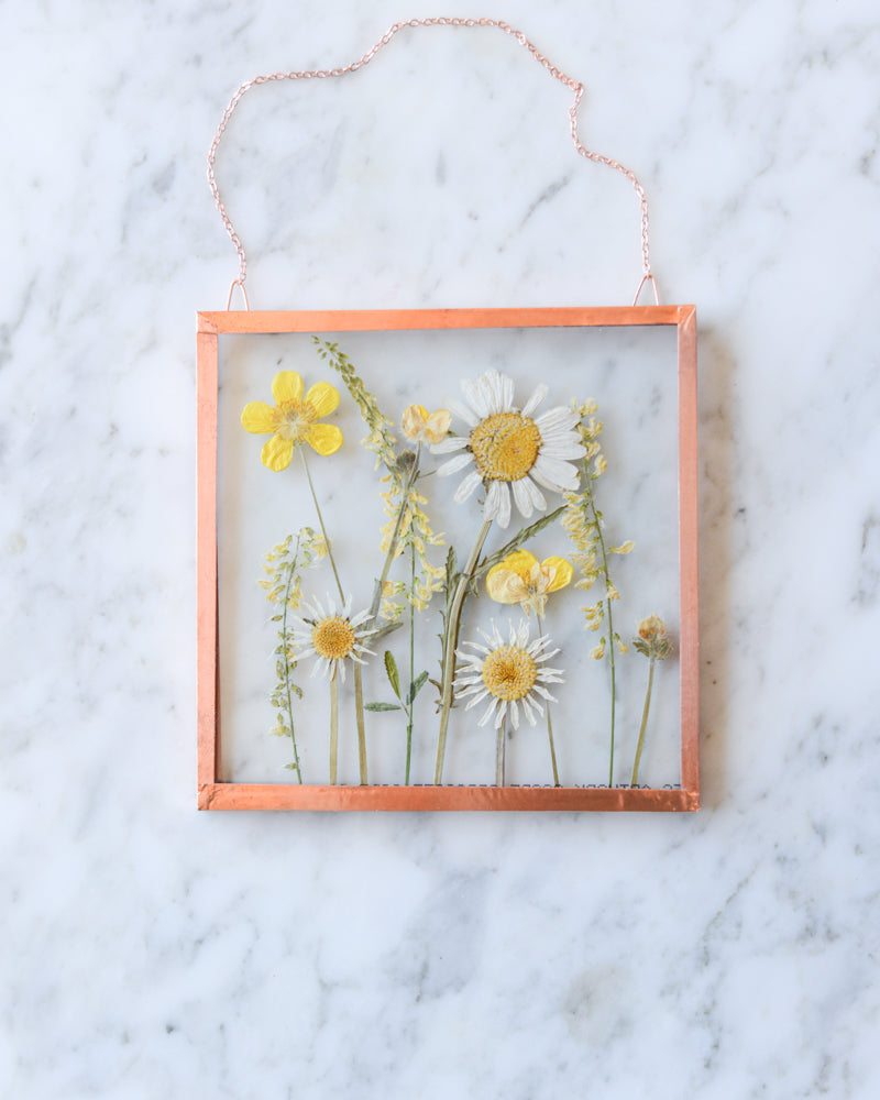 Daisy Meadow - Small Glass and Copper Wall Hanging