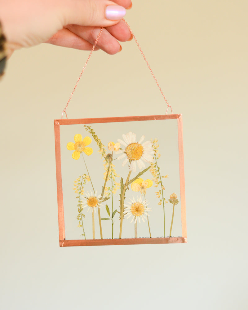 Daisy Meadow - Small Glass and Copper Wall Hanging