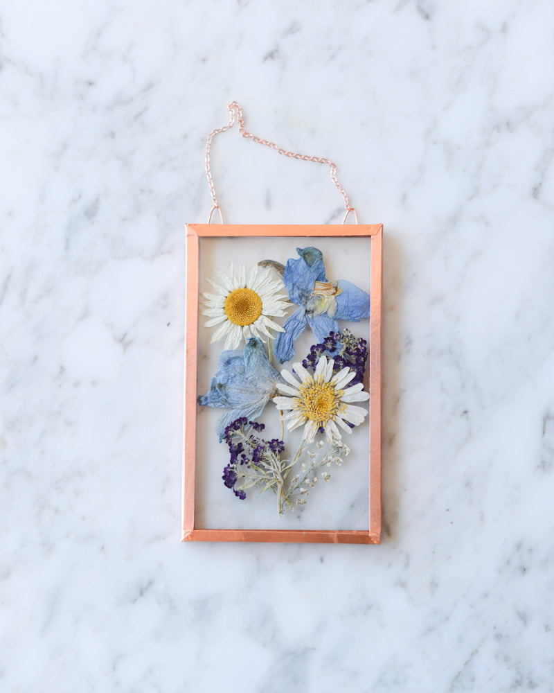 Daisy Bouquet - Small Glass and Copper Wall Hanging