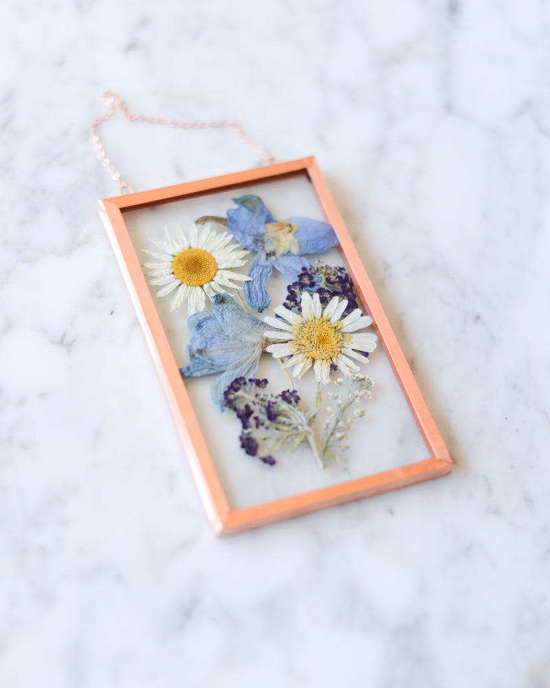 Daisy Bouquet - Small Glass and Copper Wall Hanging