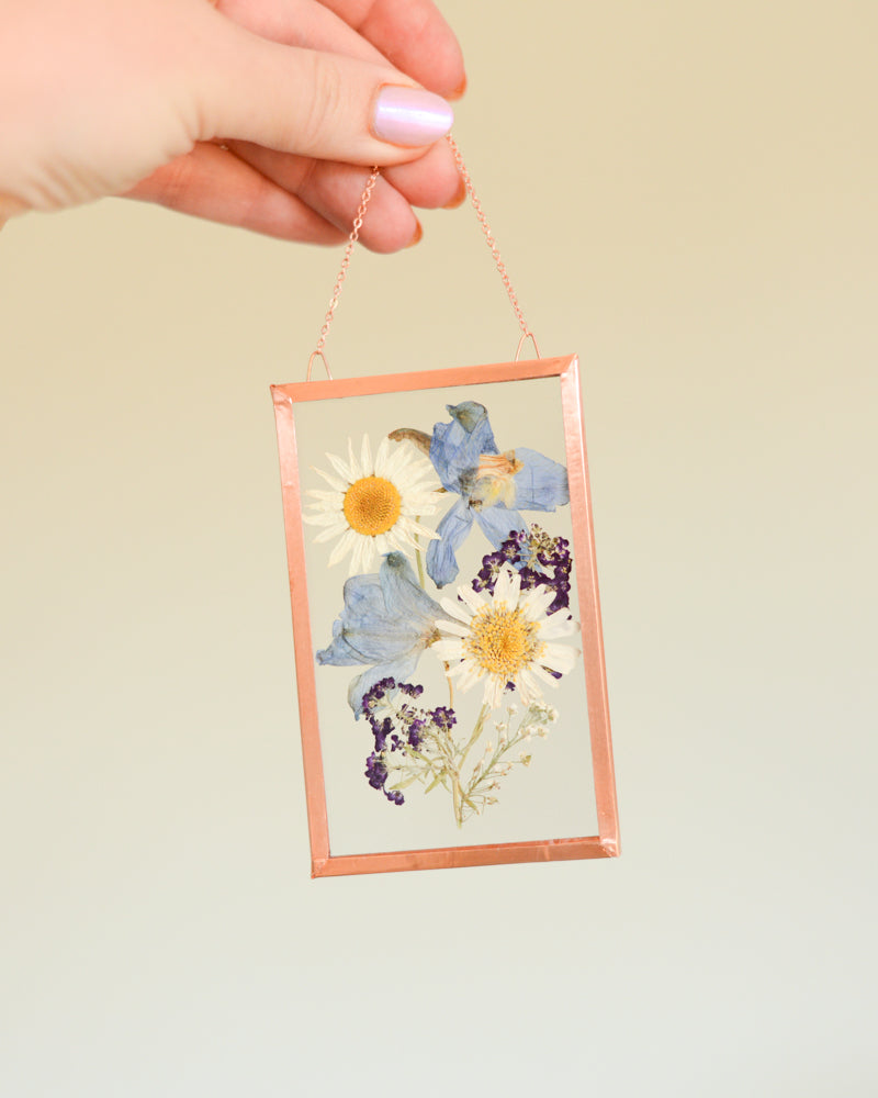 Daisy Bouquet - Small Glass and Copper Wall Hanging