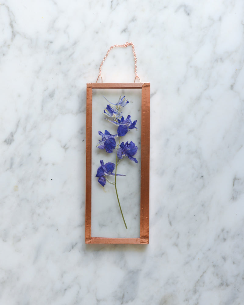 Larkspur - Small Glass and Copper Wall Hanging