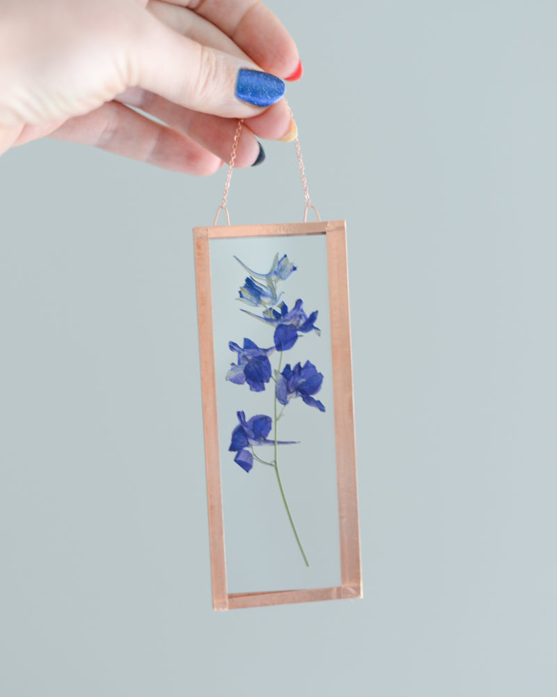 Larkspur - Small Glass and Copper Wall Hanging