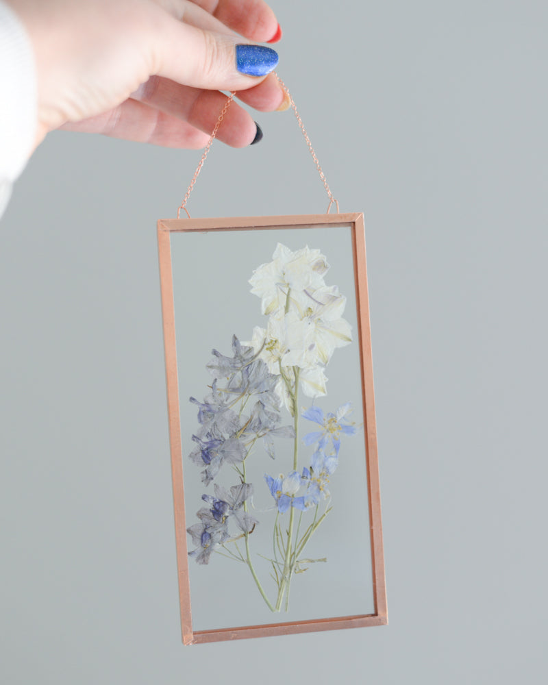 Larkspur Trio - Glass and Copper Wall Hanging