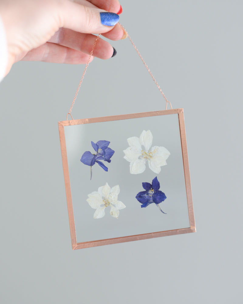 Larkspur Square - Glass and Copper Wall Hanging