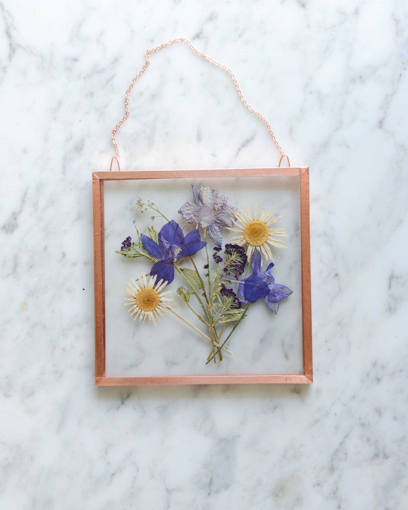 Larkspur Bouquet - Glass and Copper Wall Hanging