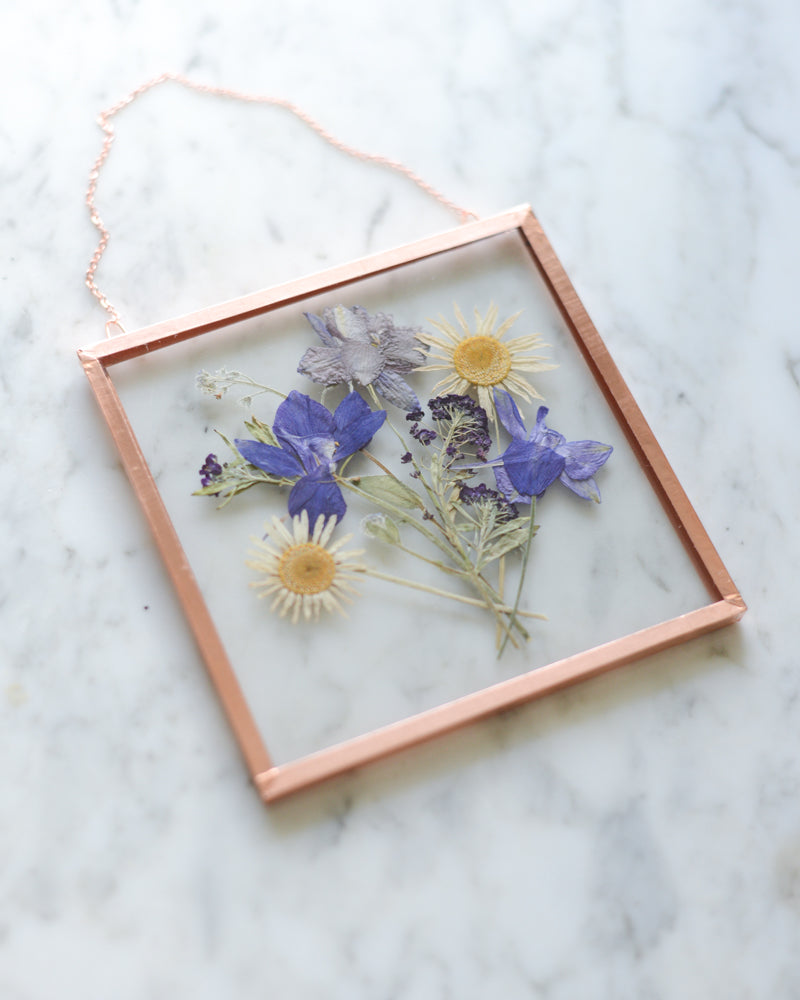 Larkspur Bouquet - Glass and Copper Wall Hanging