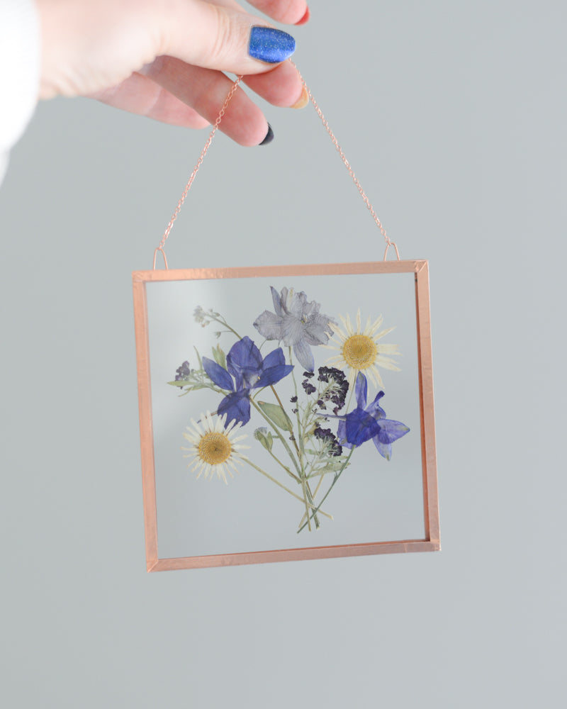 Larkspur Bouquet - Glass and Copper Wall Hanging