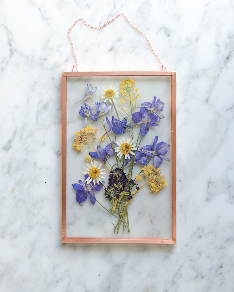 Larkspur Bouquet - Glass and Copper Wall Hanging