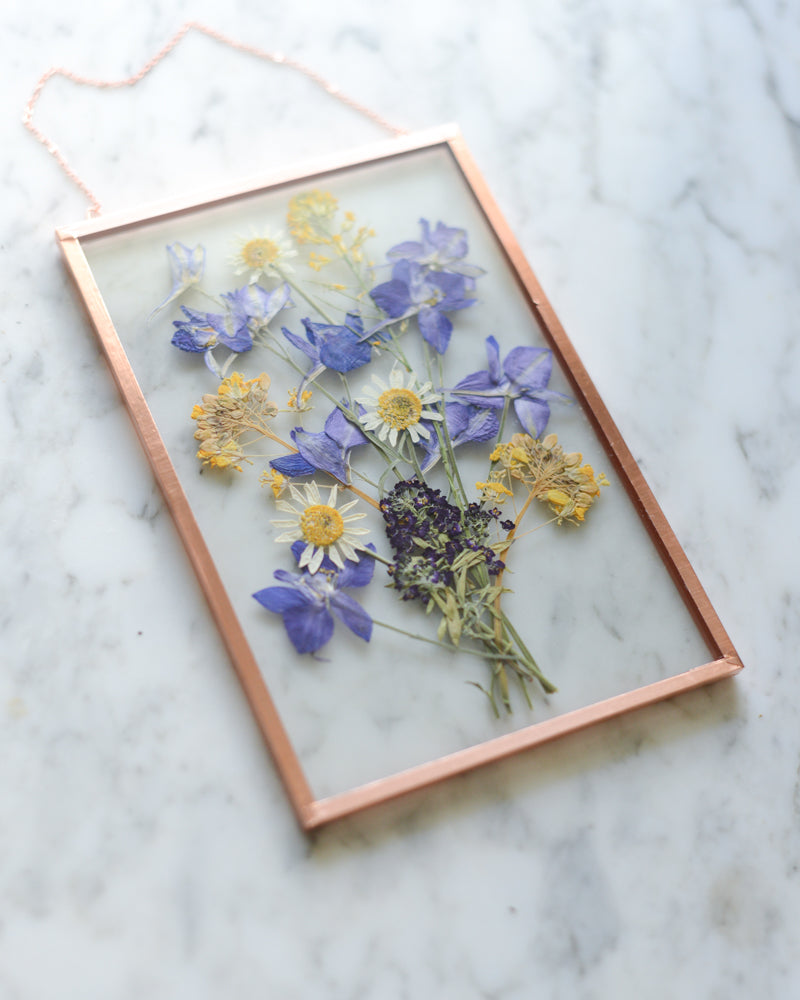 Larkspur Bouquet - Glass and Copper Wall Hanging