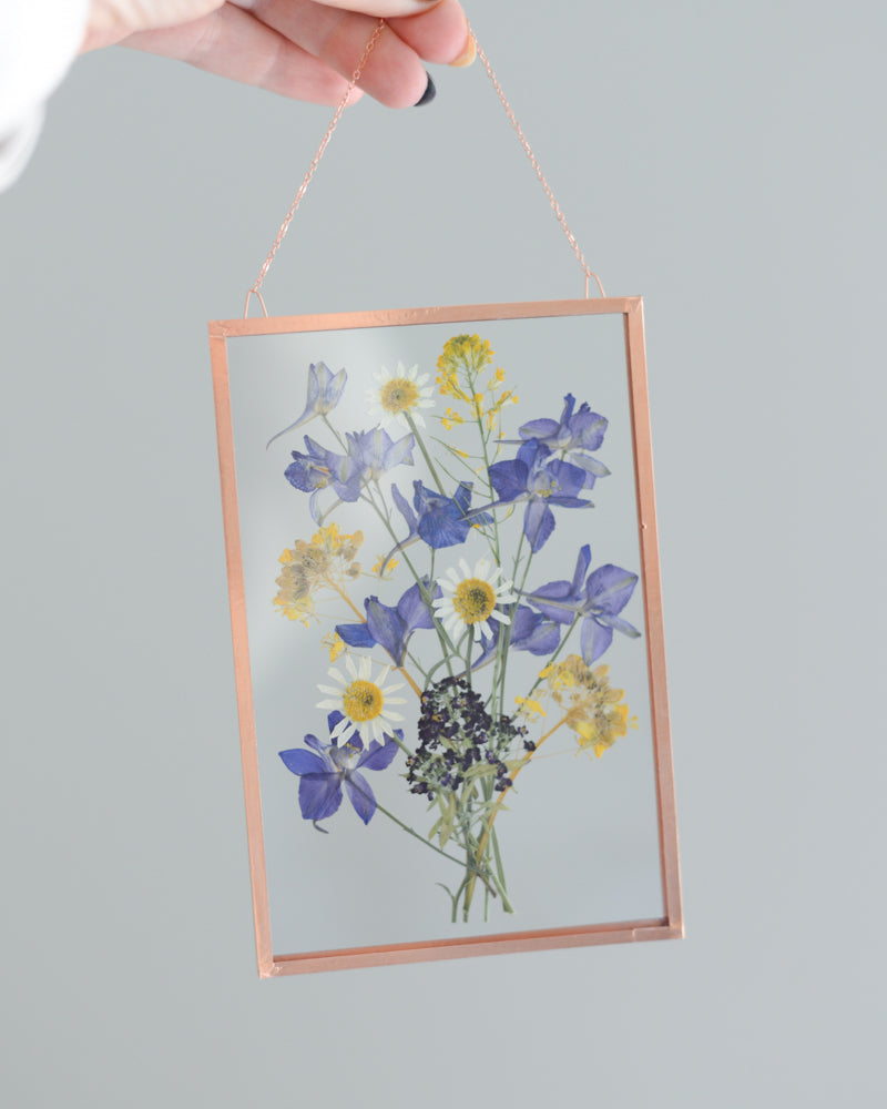 Larkspur Bouquet - Glass and Copper Wall Hanging