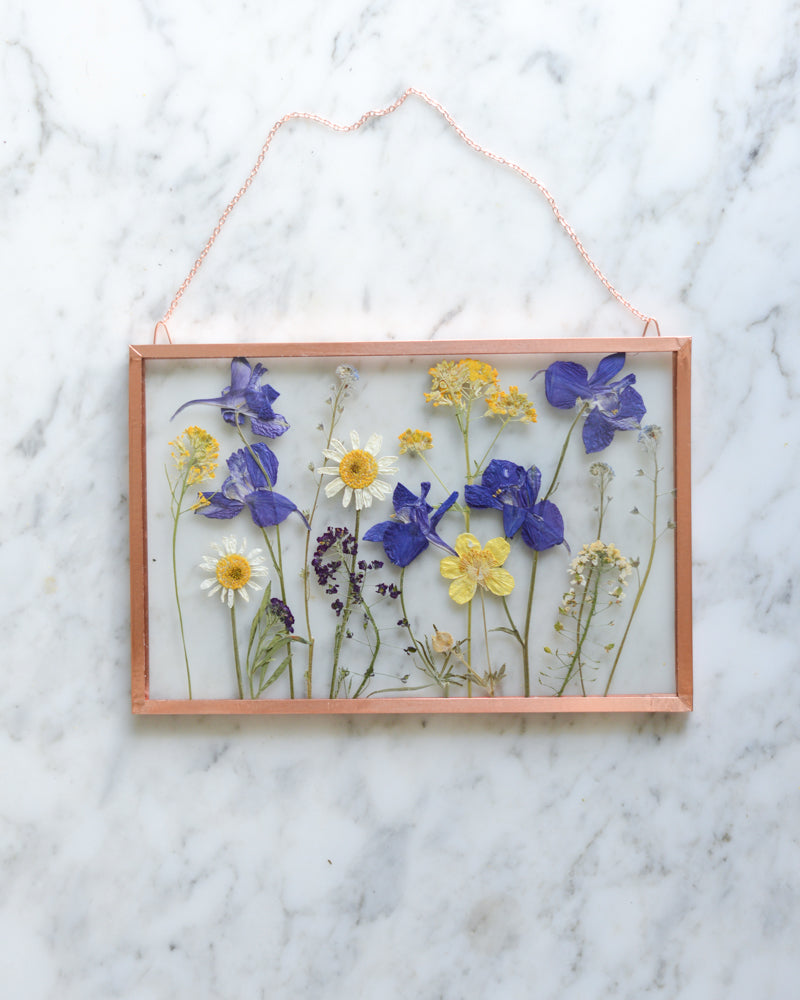 Larkspur Meadow - Glass and Copper Wall Hanging