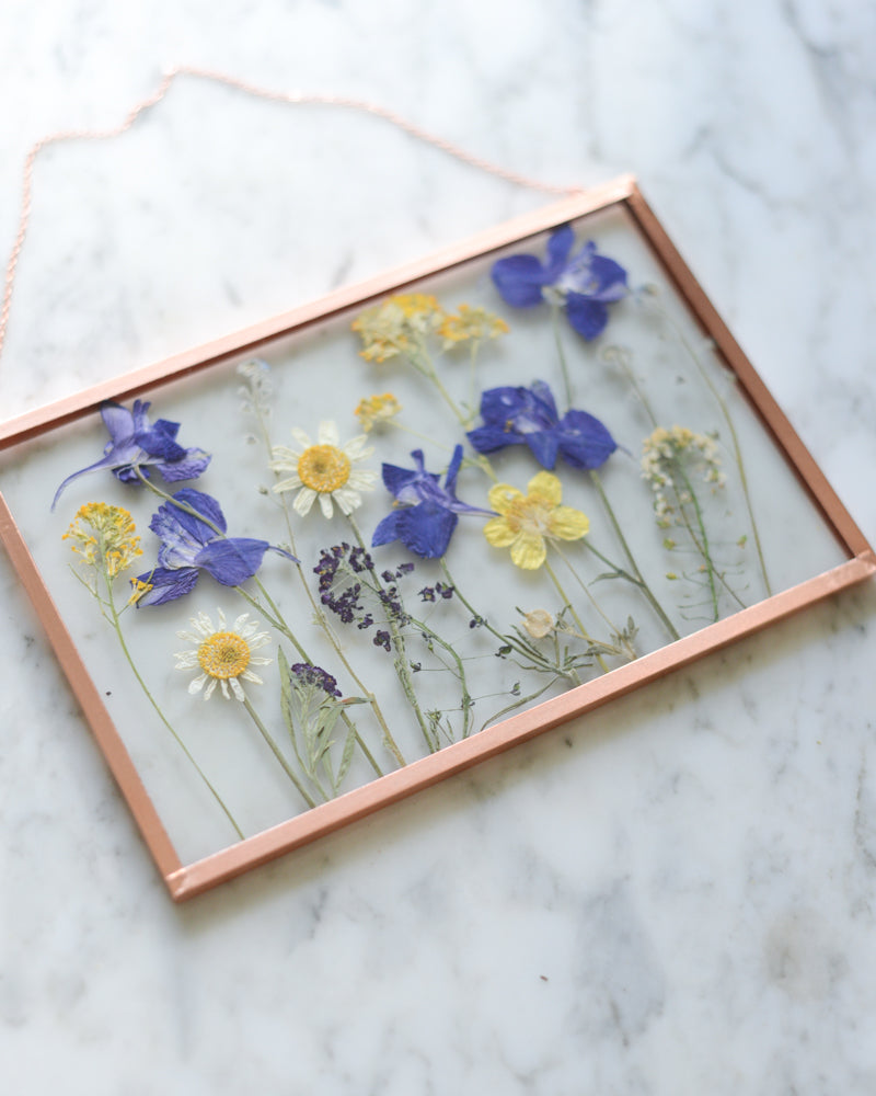 Larkspur Meadow - Glass and Copper Wall Hanging