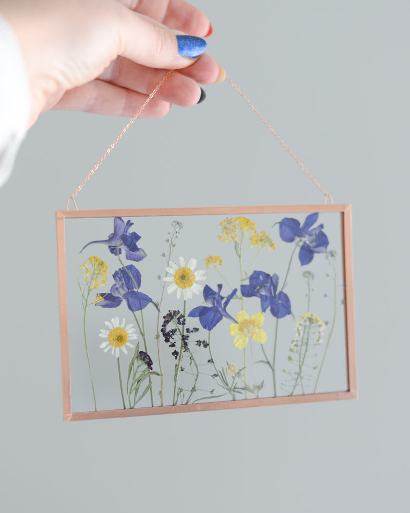 Larkspur Meadow - Glass and Copper Wall Hanging