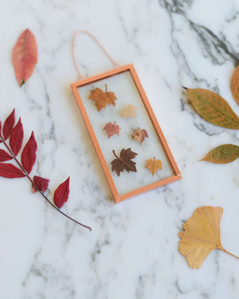 Tiny Maple Leaves - Small Glass and Copper Wall Hanging