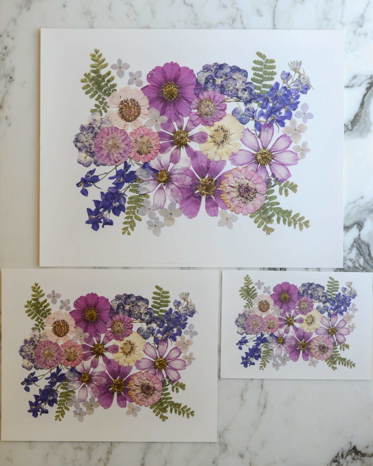 Four Seasons Bouquets - Art Print of Pressed Flowers