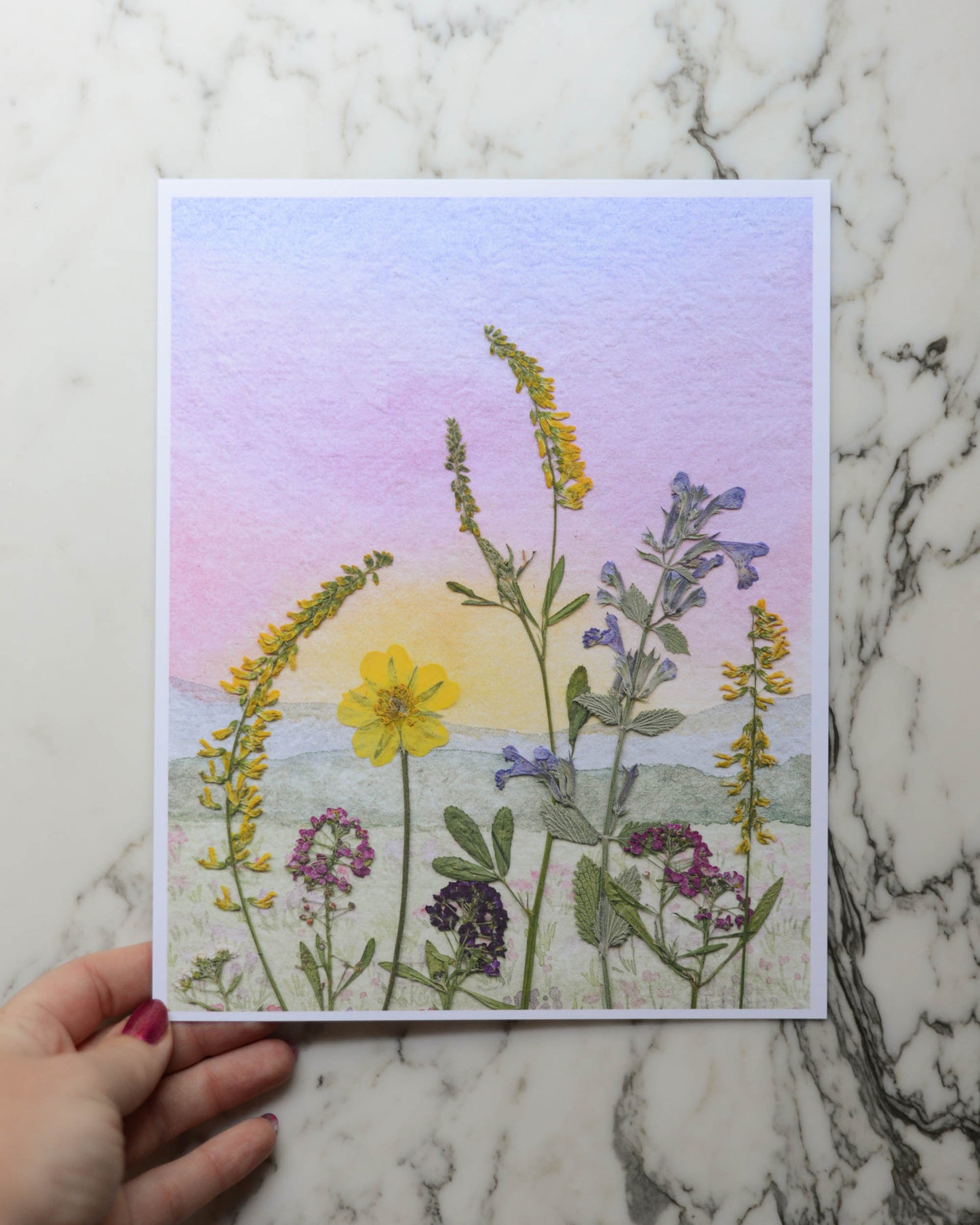 Foothills Sunrise - Watercolor Flowerscape Print artwork