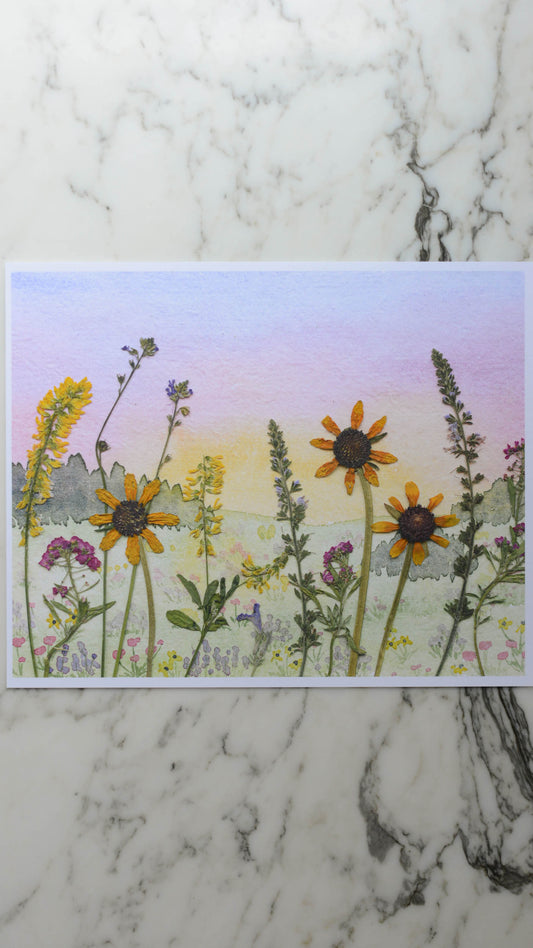 Summer Sunrise - Watercolor Flowerscape Print artwork