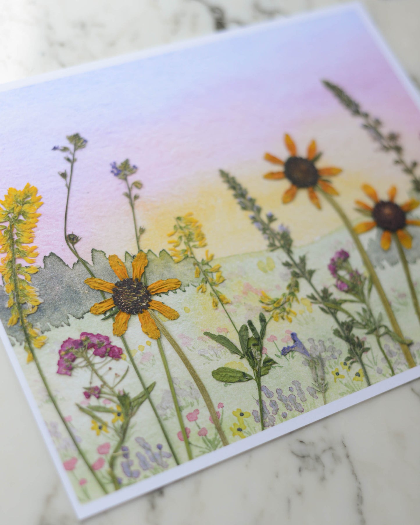 Summer Sunrise - Watercolor Flowerscape Print artwork