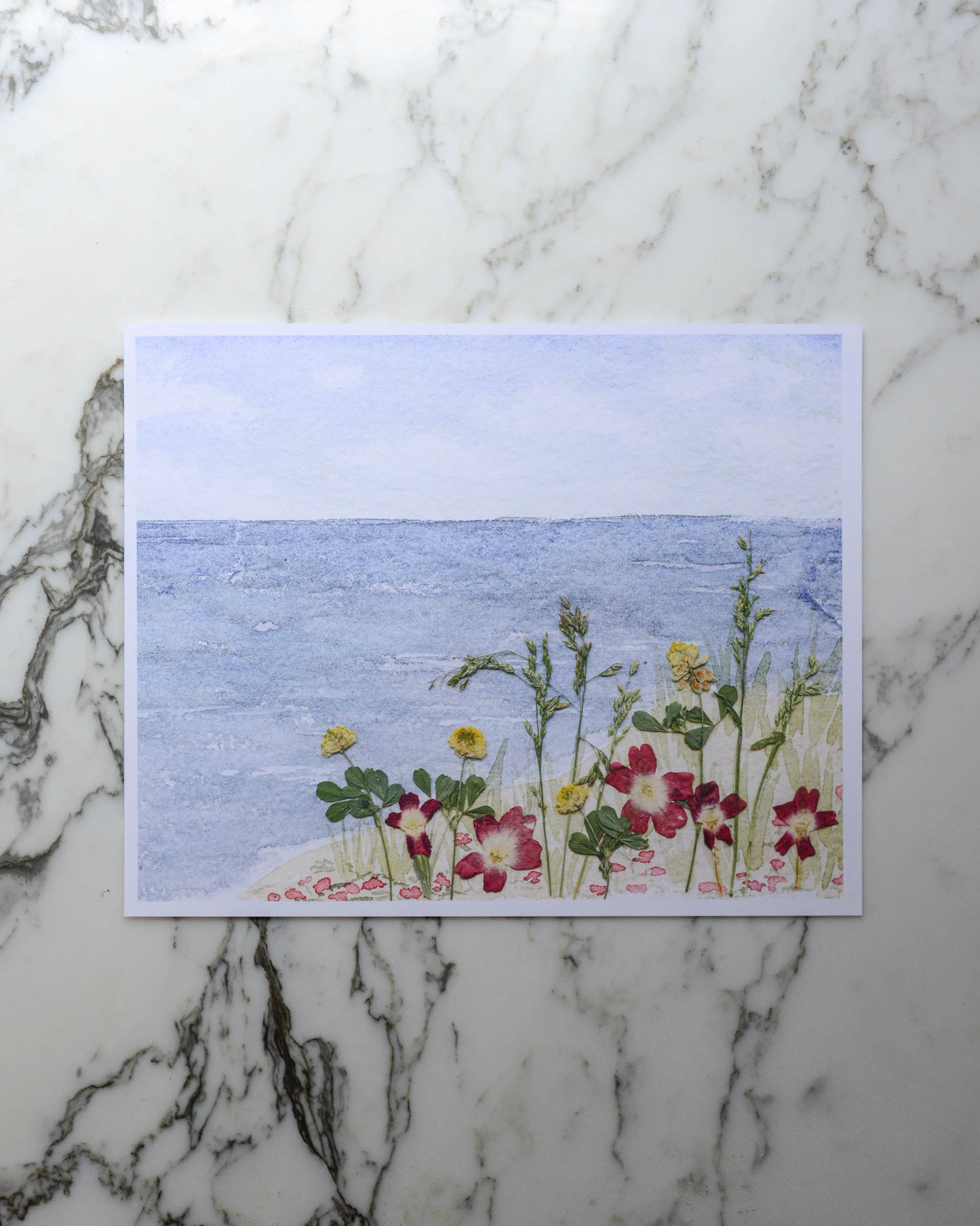 Dune Blooms - Watercolor Flowerscape Print artwork