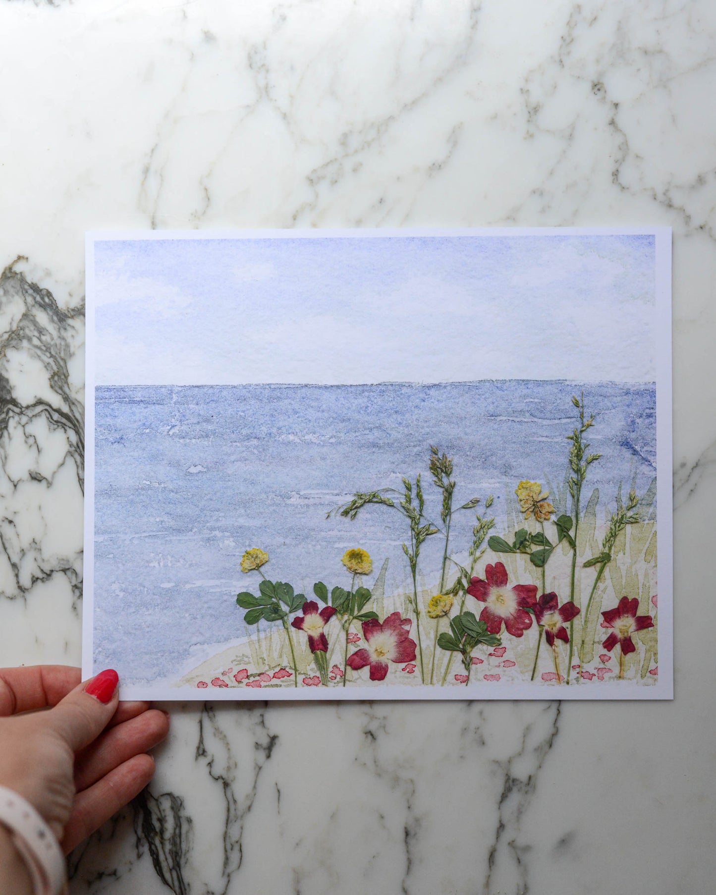 Dune Blooms - Watercolor Flowerscape Print artwork