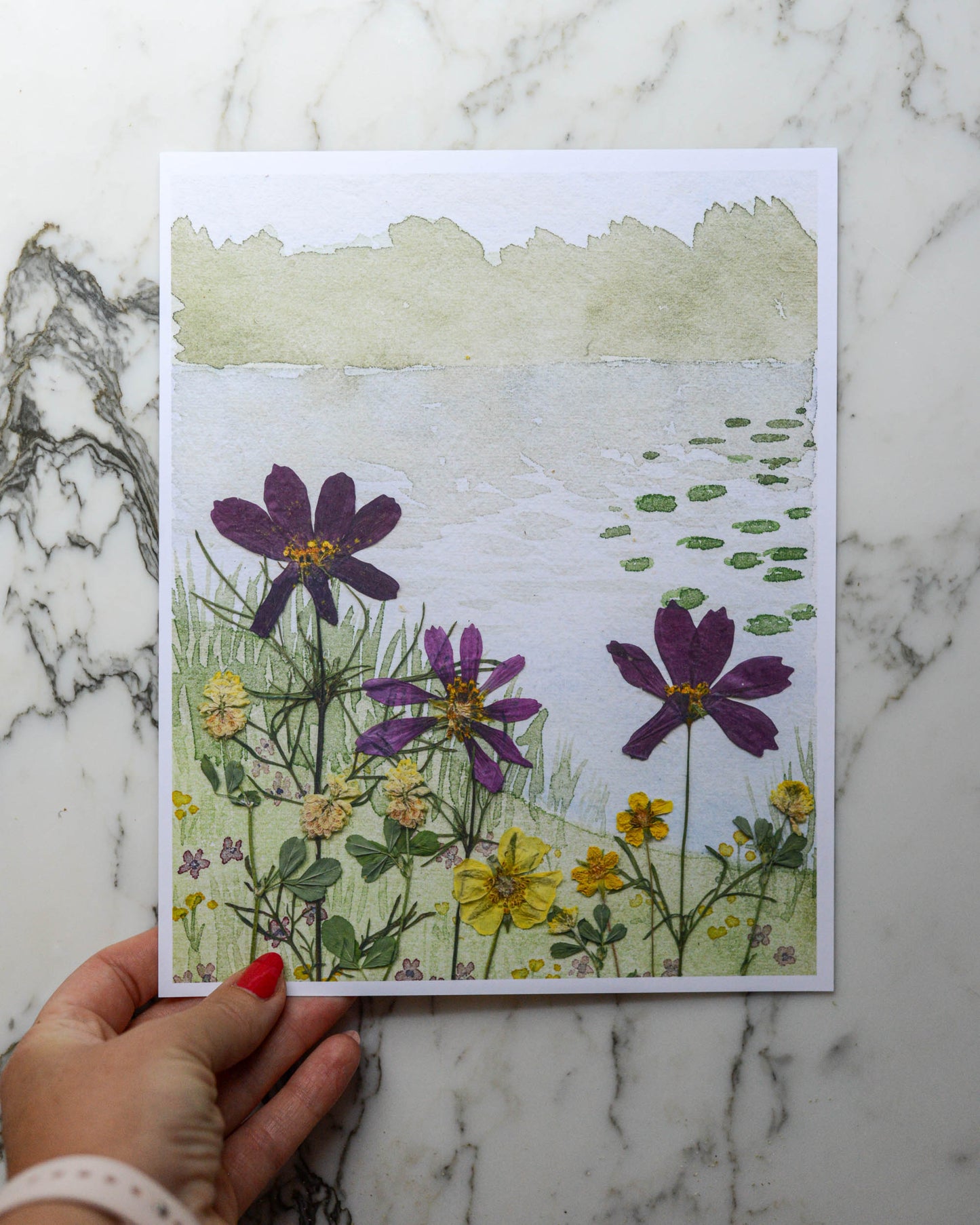 Pond Lilies - Watercolor Flowerscape Print artwork