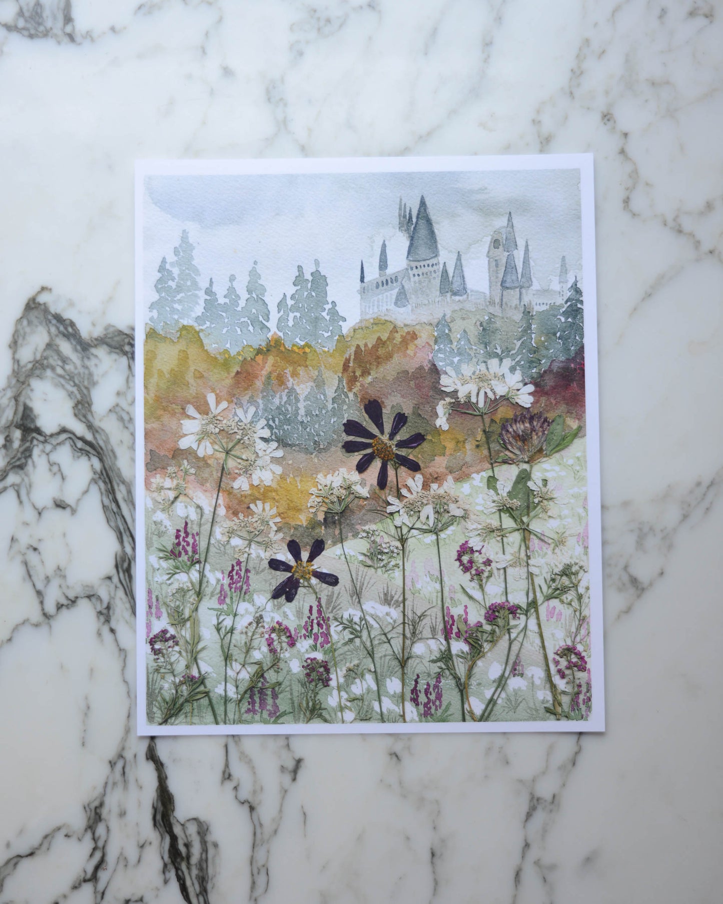 A Magical View - Watercolor Flowerscape Print artwork
