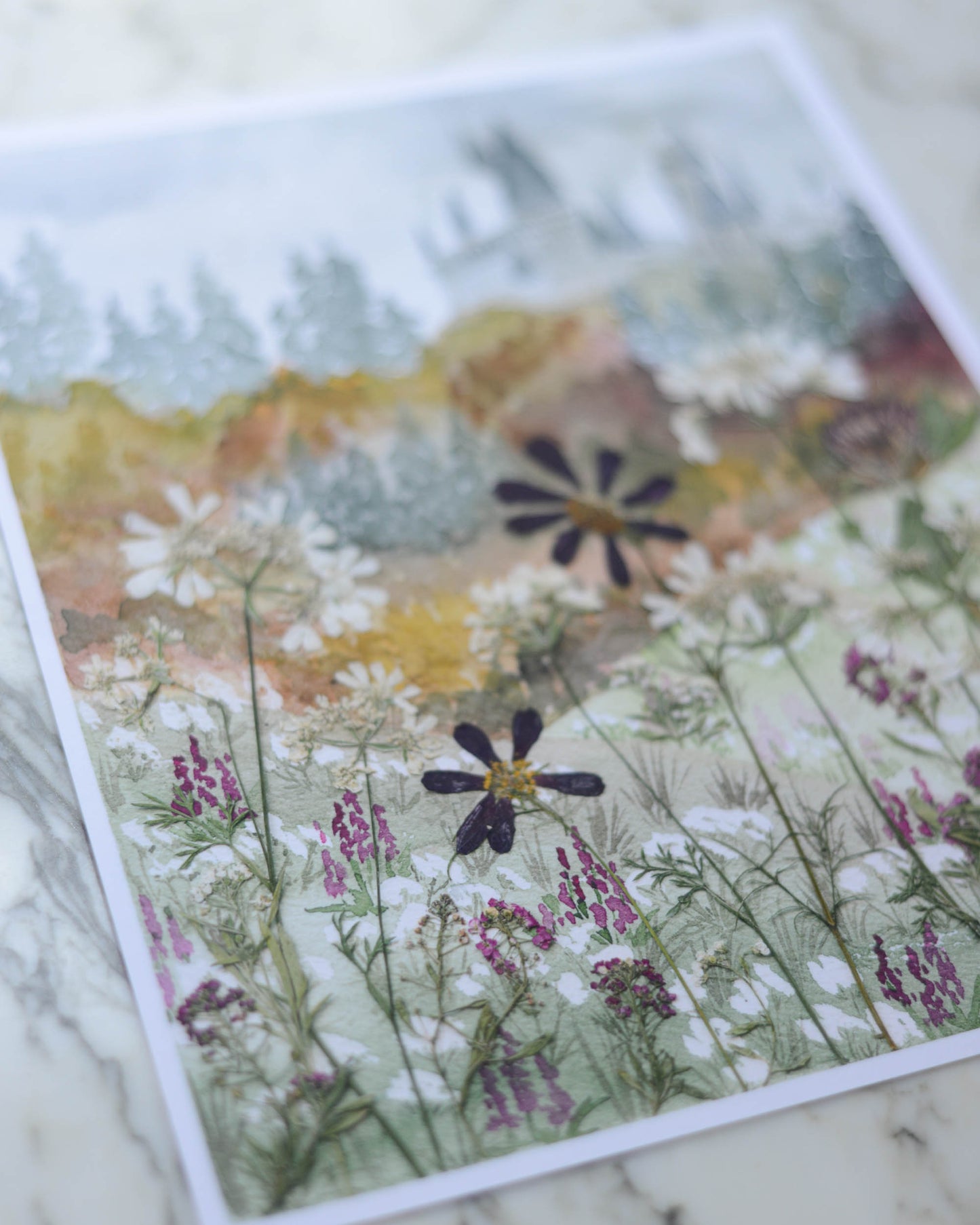 A Magical View - Watercolor Flowerscape Print artwork