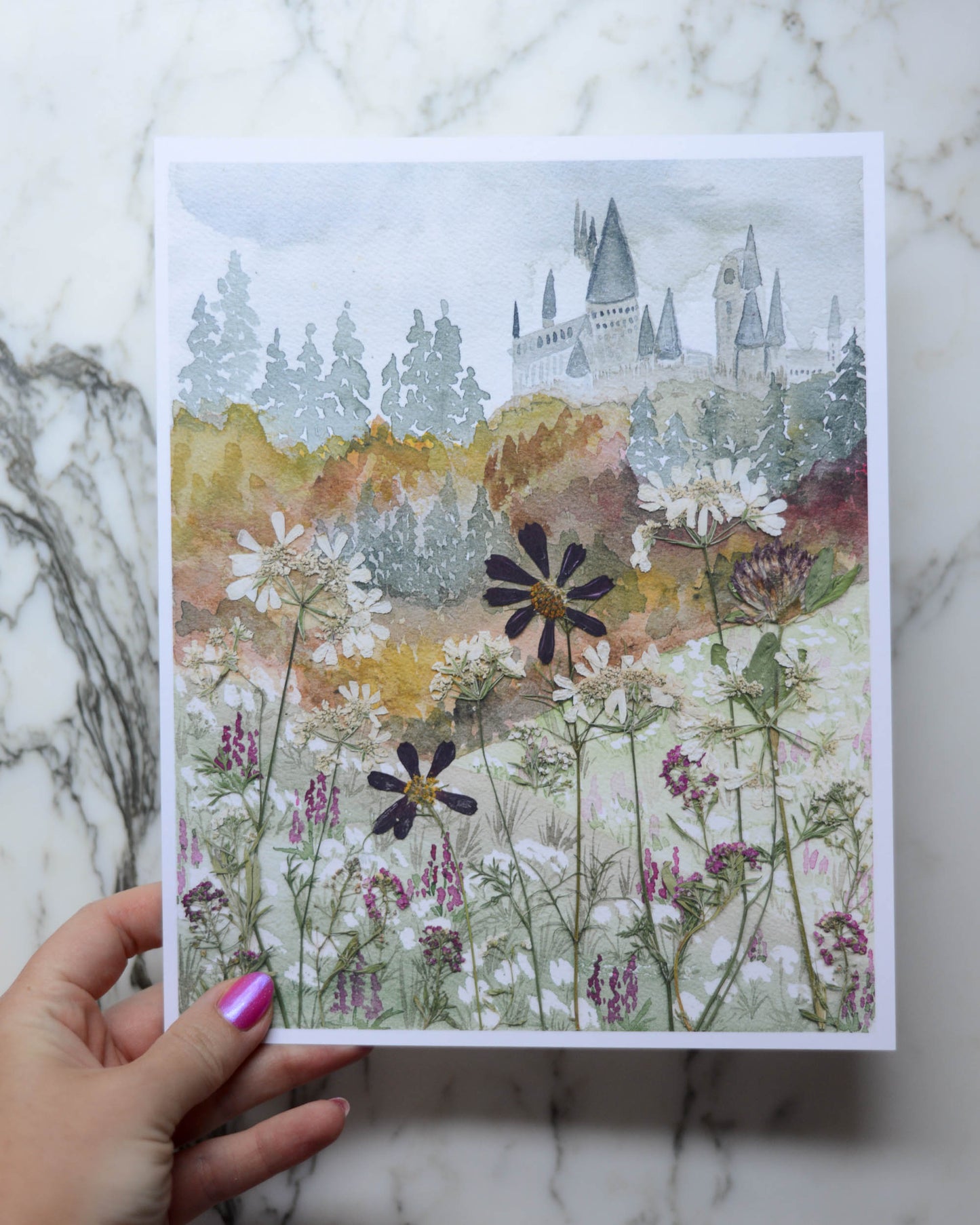 A Magical View - Watercolor Flowerscape Print artwork
