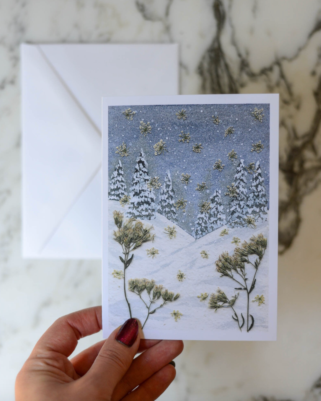 Snowy Meadow, Individual Blank Holiday Greeting Card