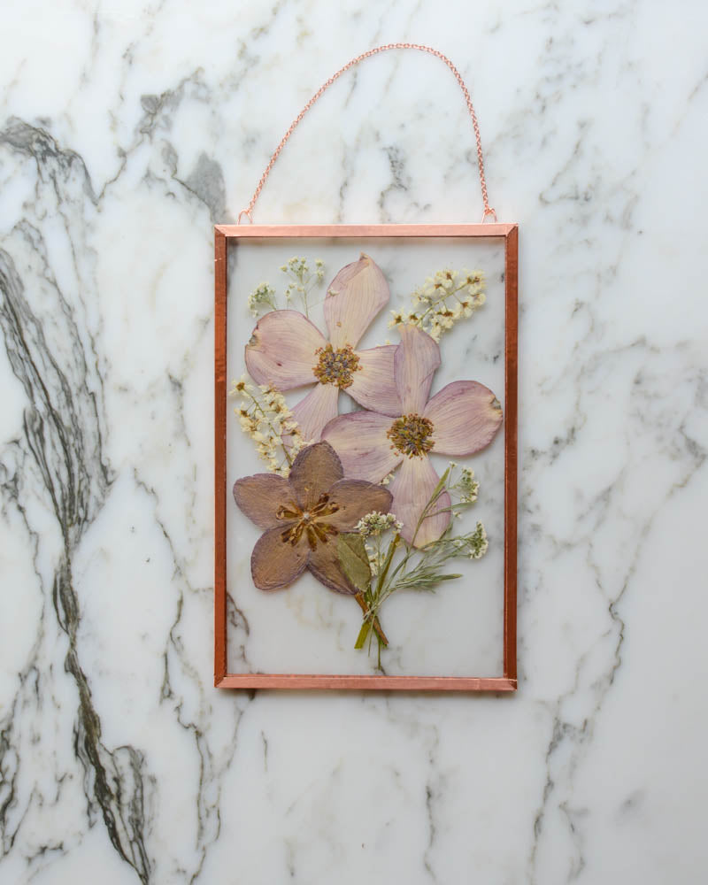 Dogwood Bouquet - Medium Glass and Copper Wall Hanging