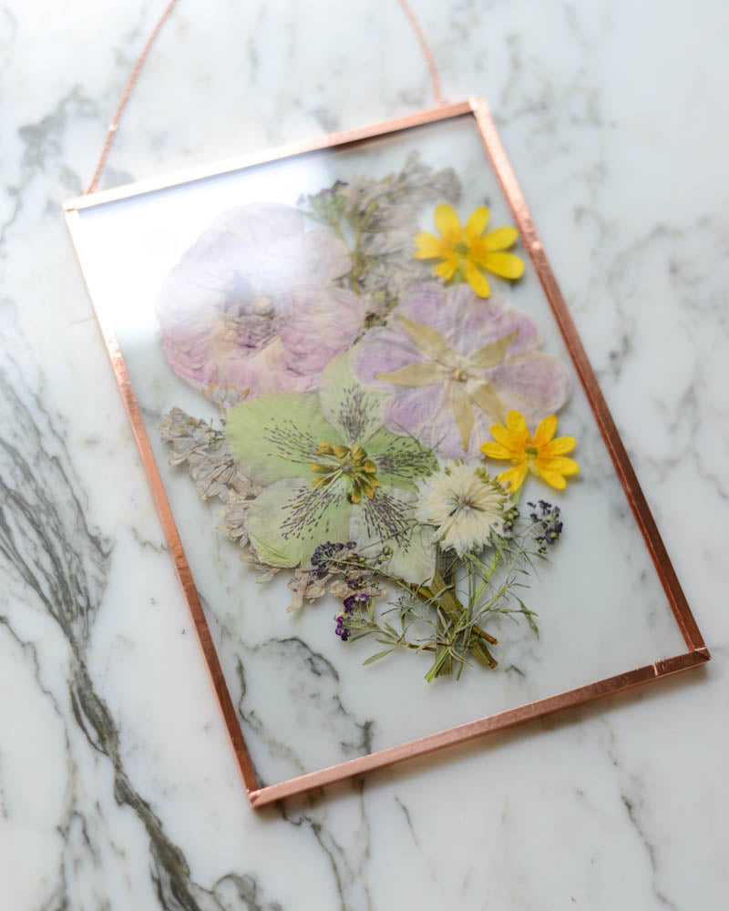 Ranunculus Bouquet - Medium Glass and Copper Wall Hanging