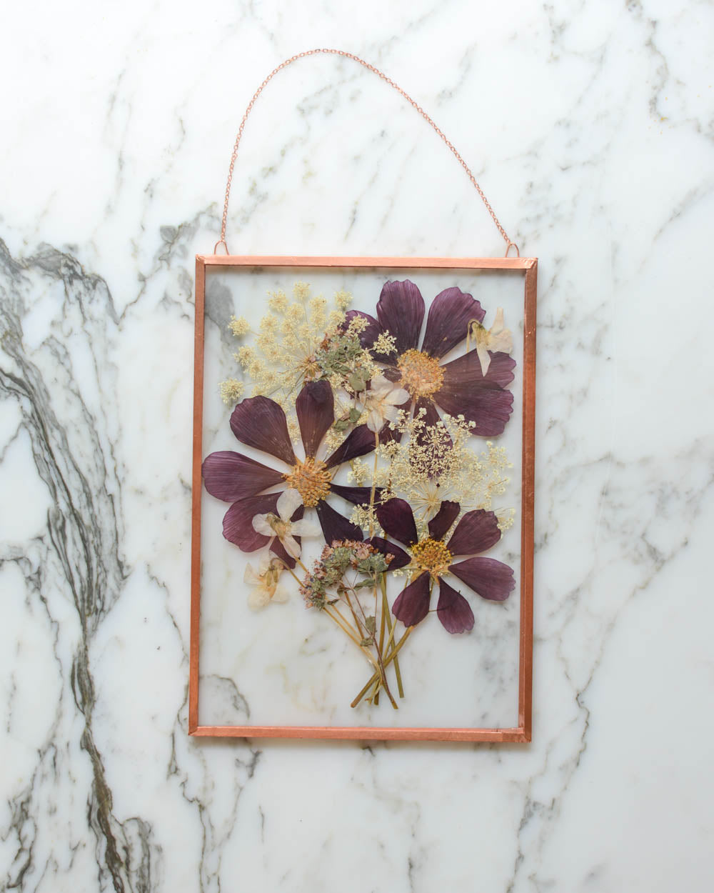 Cosmos Bouquet - Medium Glass and Copper Wall Hanging