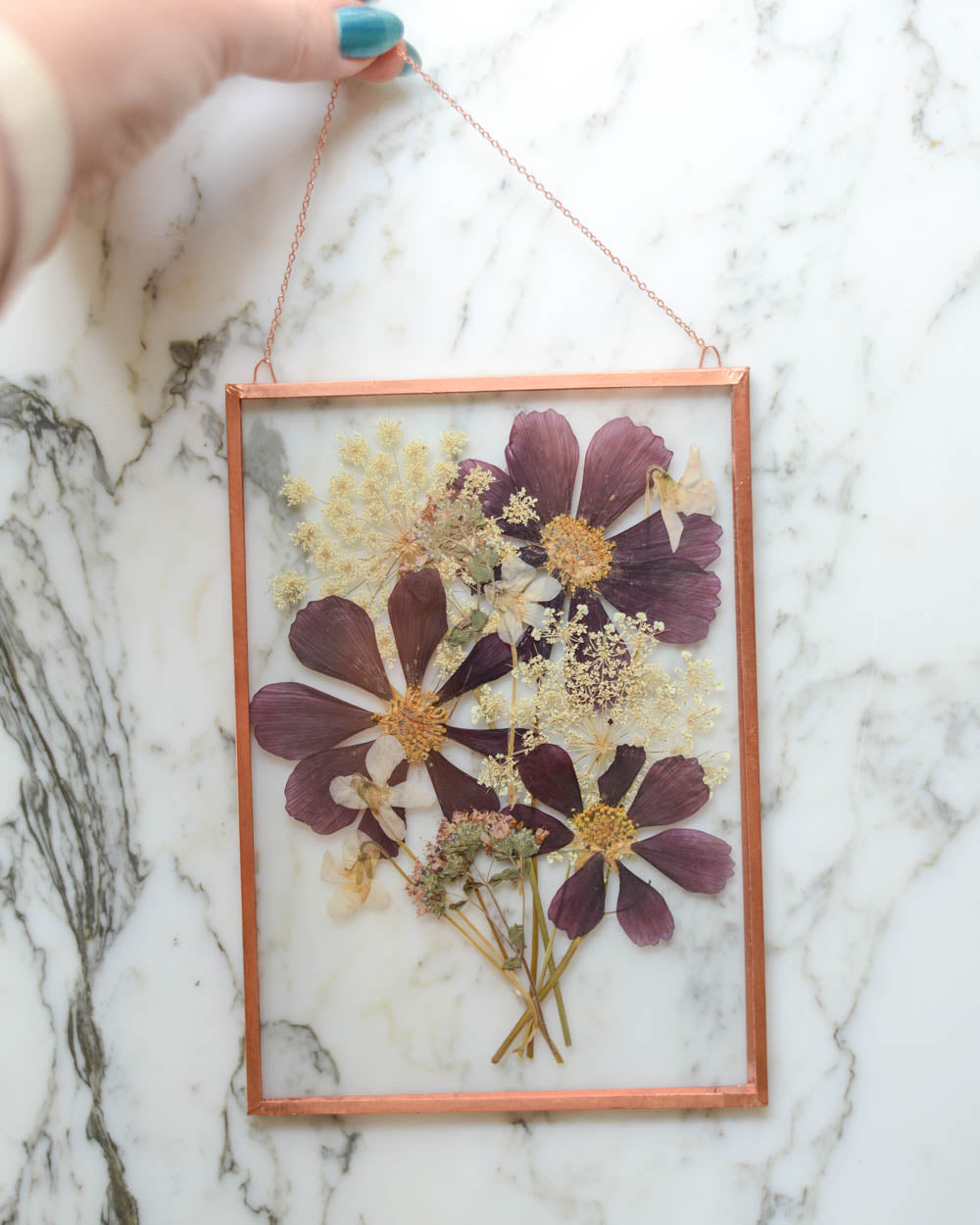 Cosmos Bouquet - Medium Glass and Copper Wall Hanging