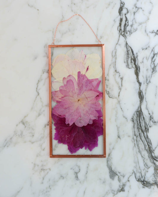 Peony Trio - Glass and Copper Wall Hanging