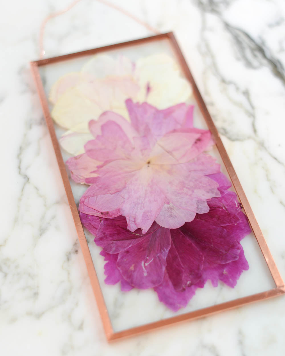 Peony Trio - Glass and Copper Wall Hanging