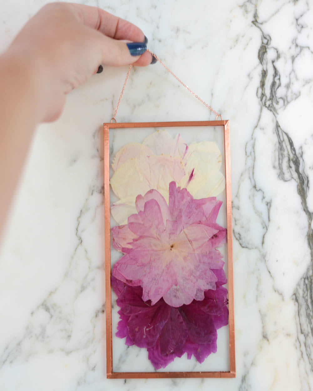 Peony Trio - Glass and Copper Wall Hanging