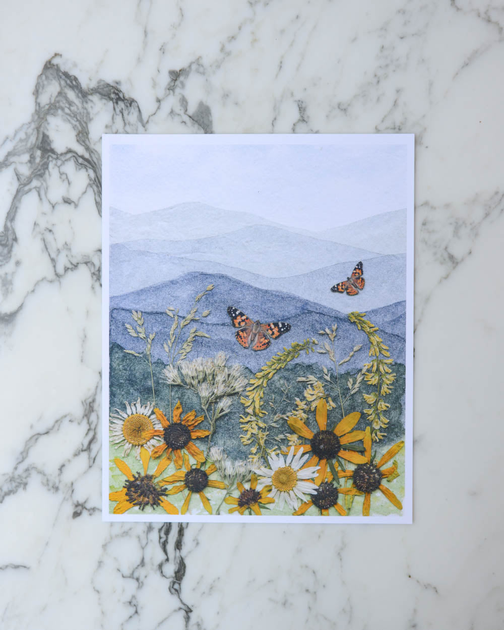 Painted Ladies Ascent - Watercolor Flowerscape Print artwork