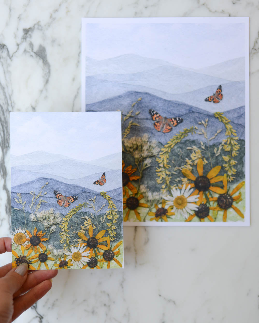 Painted Ladies Ascent - Watercolor Flowerscape Print artwork