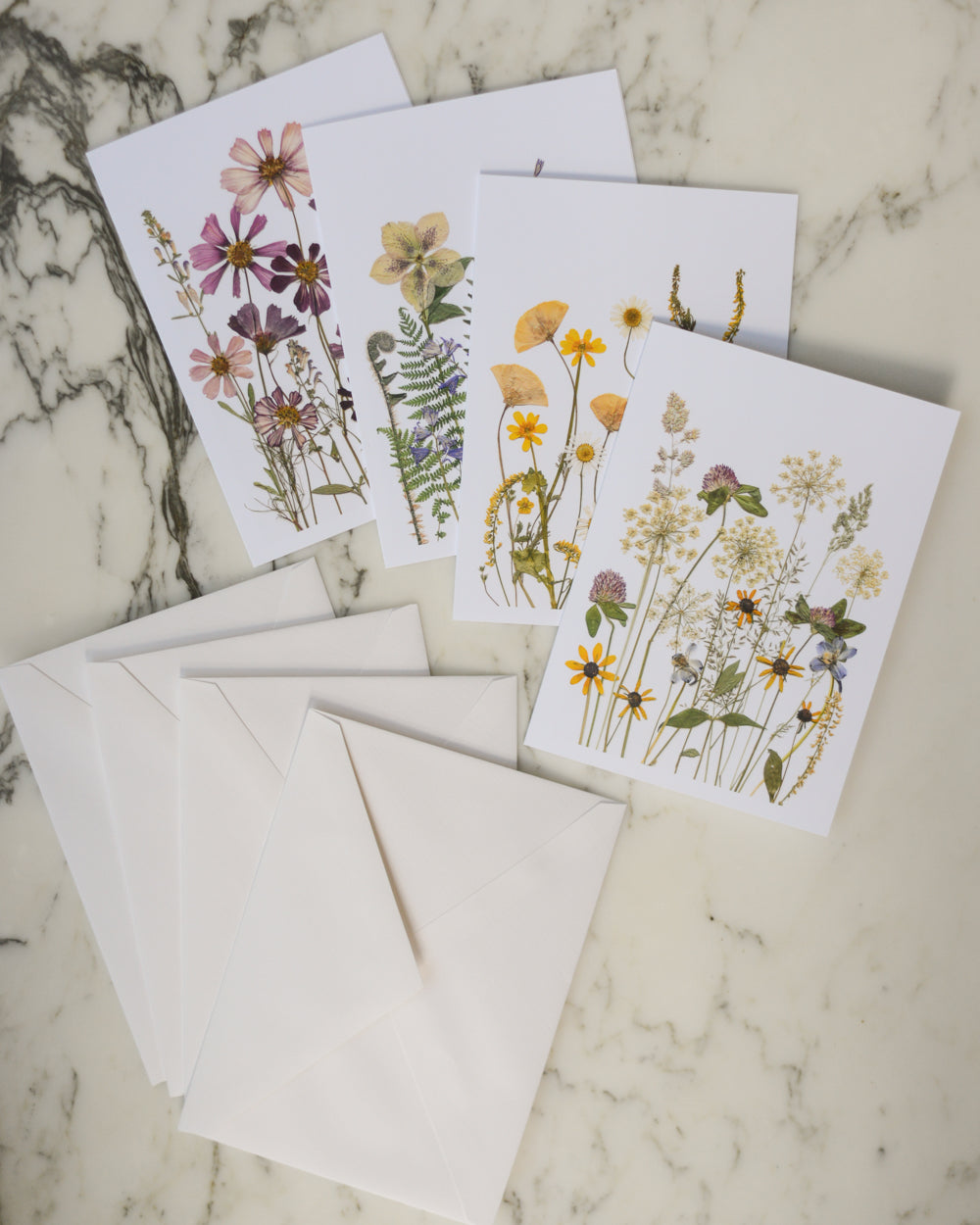 Whimsical Meadows - Blank Greeting Cards, set of 4+ with envelopes