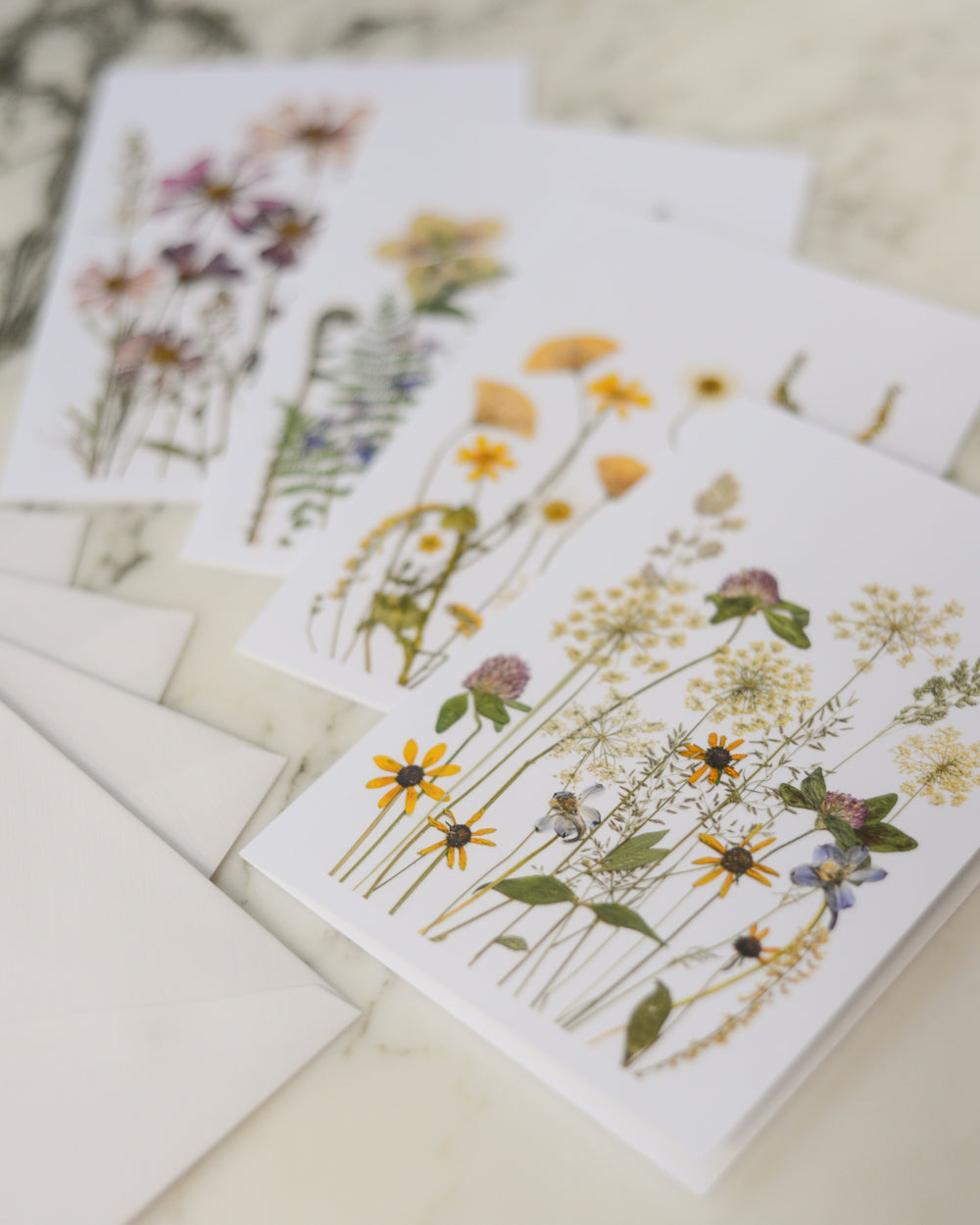 Whimsical Meadows - Blank Greeting Cards, set of 4+ with envelopes