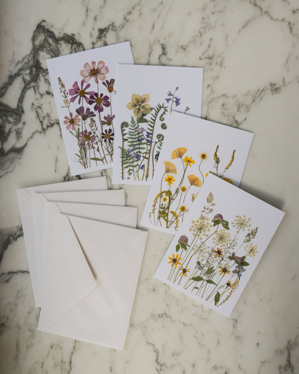 Whimsical Meadows - Blank Greeting Cards, set of 4+ with envelopes