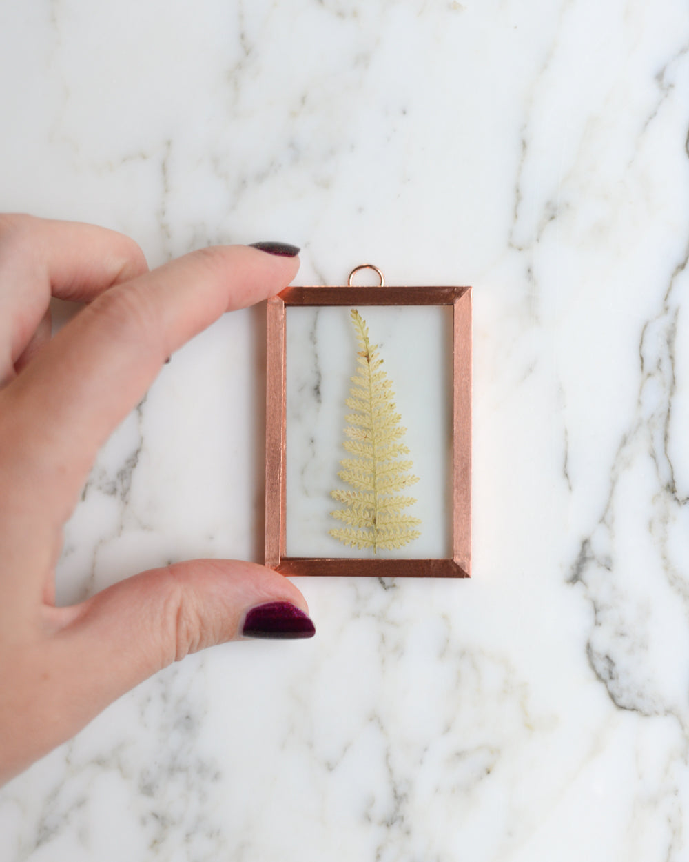 Golden Fern - Tiny Glass and Copper Wall Hanging