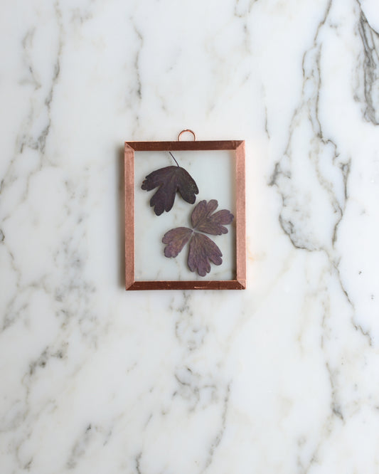 Purple Leaves - Tiny Glass and Copper Wall Hanging