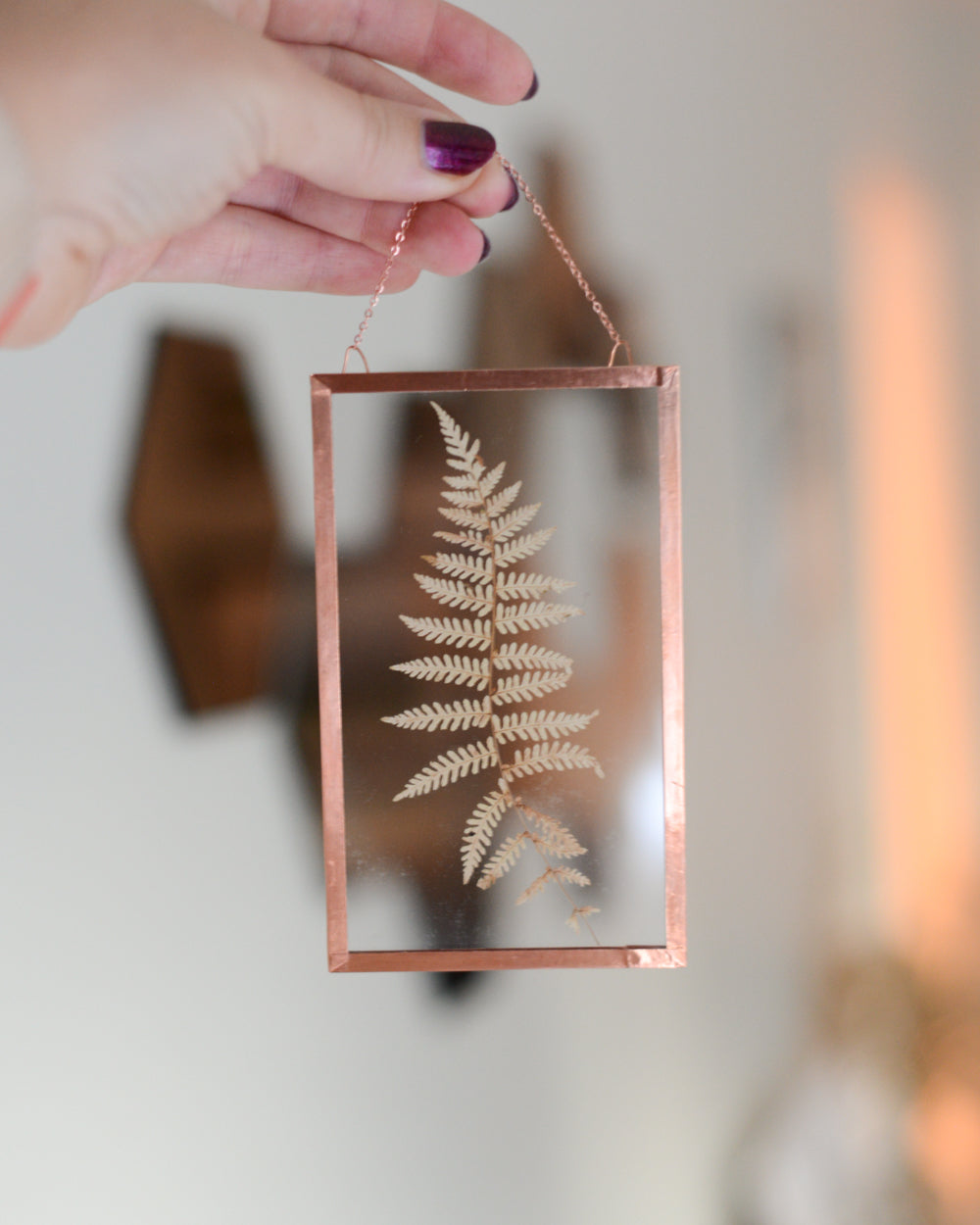 Golden Fern - Glass and Copper Wall Hanging