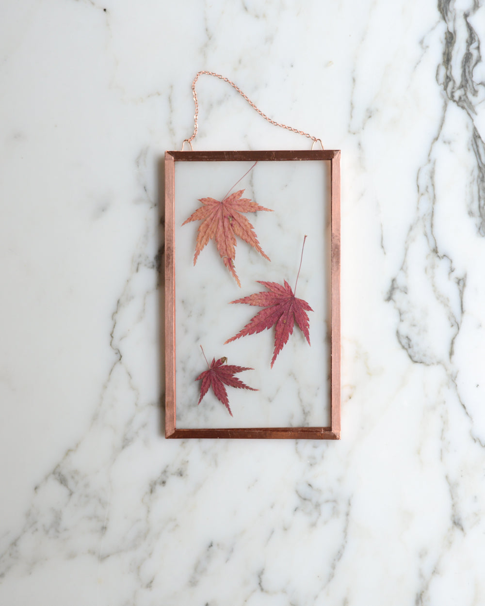 Falling Maple Leaves - Glass and Copper Wall Hanging