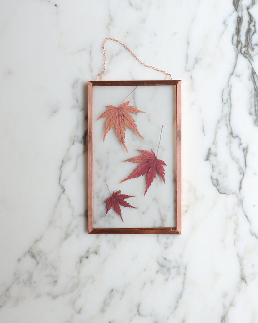 Falling Maple Leaves - Glass and Copper Wall Hanging