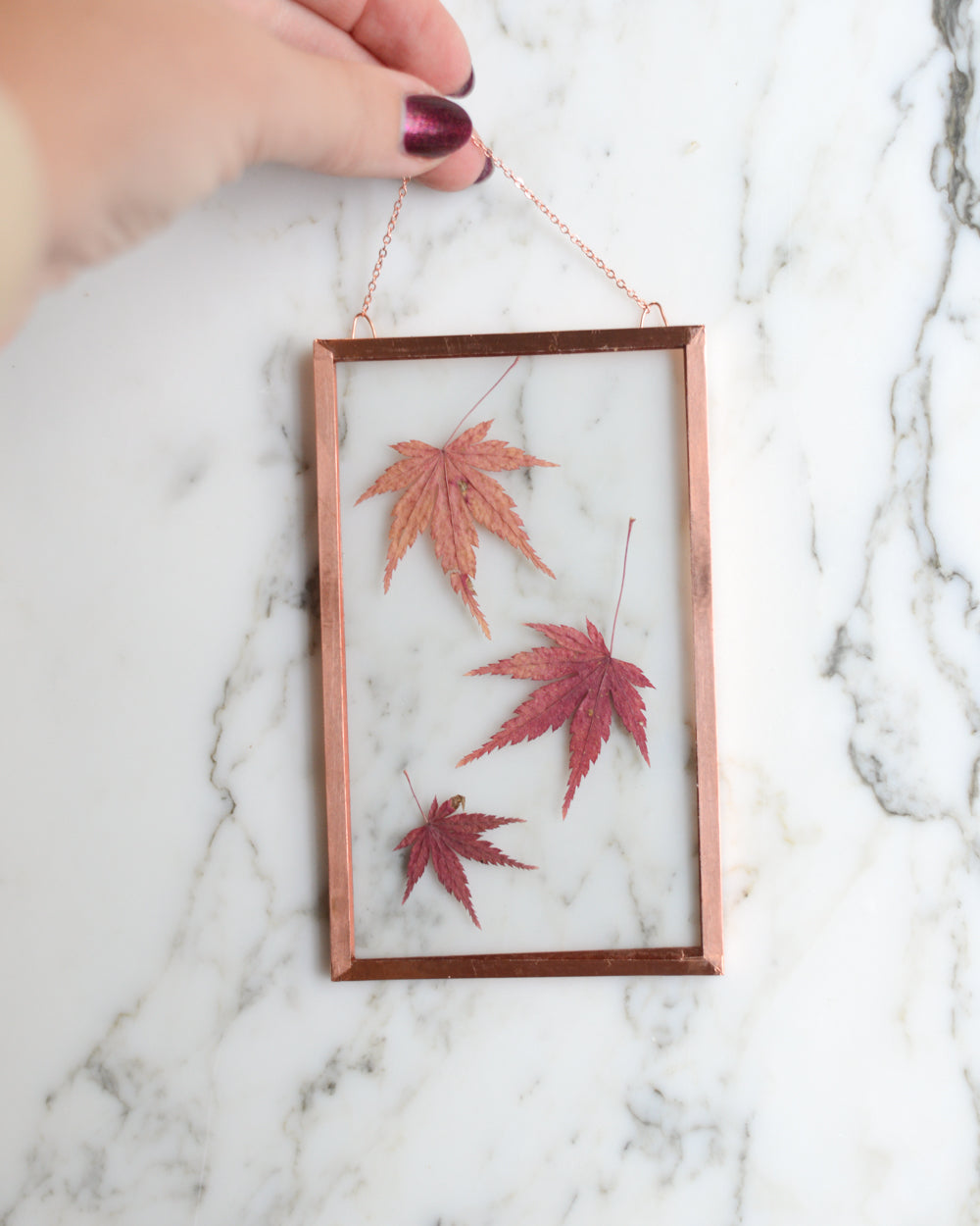 Falling Maple Leaves - Glass and Copper Wall Hanging