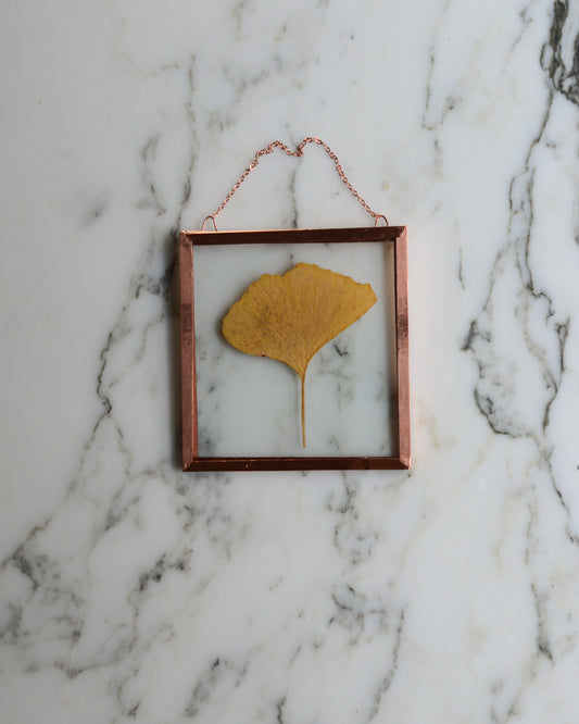 Golden Ginkgo - Glass and Copper Wall Hanging